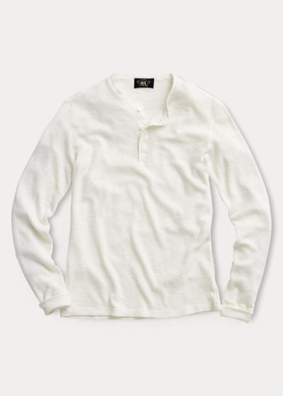 Henley Ralph Lauren Hombre Blancos - Waffle-Knit Cotton - ZBCYS8273